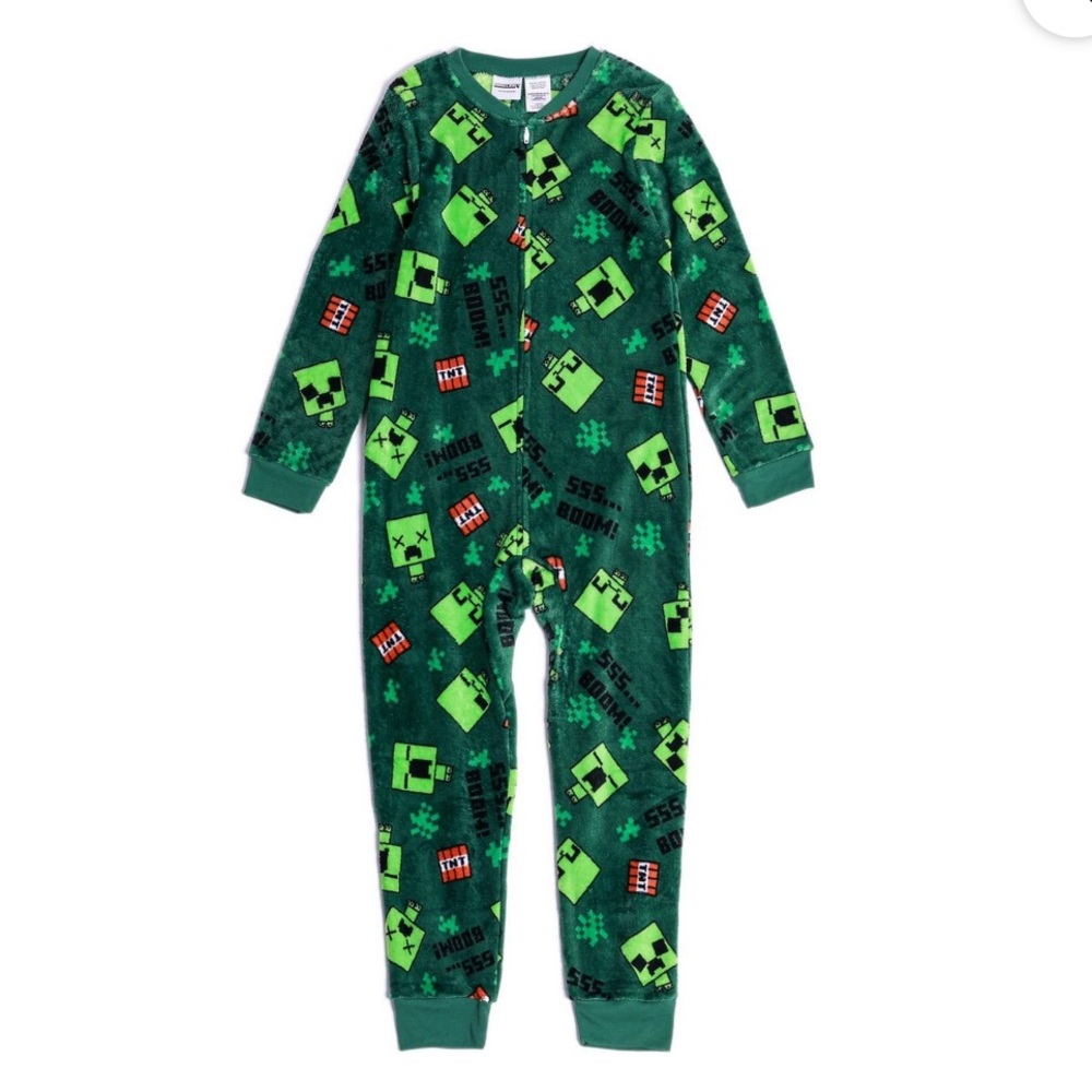 NWT BOY MINECRAFT Sz XS (4/5) One piece Pyjama SLEEPER